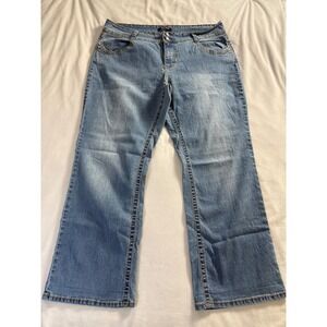 Roz & Ali Womens Blue Embellished Wide Leg Jeans Size 20 Medium Wash Denim